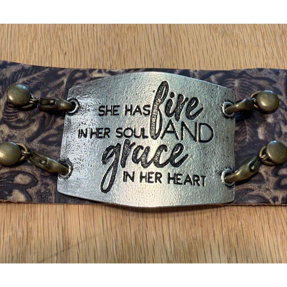 Lenny & Eva Leather Cuff Bracelet " Fire In Her Soul And Grace In Her Heart “